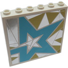 LEGO White Panel 1 x 6 x 5 with Light Blue Star on Silver and Gold Background Left From set 41106 Sticker (59349)