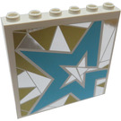LEGO blanc Panneau 1 x 6 x 5 avec Light Bleu Star sur Argent et Gold Background Droite From set 41106 Autocollant (59349)