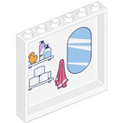 LEGO Wit Paneel 1 x 6 x 5 met Mirror en Bathroom Accessoires Sticker (59349)