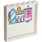 LEGO White Panel 1 x 6 x 5 with Mirror, Medals, Cups, Vase of Flowers and Calendar Sticker (59349)