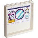 LEGO White Panel 1 x 6 x 5 with Mirror, Towel, Toiletries Sticker (59349)