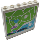 LEGO Wit Paneel 1 x 6 x 5 met 'News' map Buiten en Tv screen met een cake inside Sticker (59349)