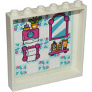 LEGO Wit Paneel 1 x 6 x 5 met paper towel, mirror, toilet roll, en shelf inside Sticker (59349)