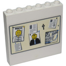 LEGO White Panel 1 x 6 x 5 with Police Noticed Board Sticker (59349)