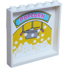 LEGO White Panel 1 x 6 x 5 with 'POPCORN' Inside and Mirror with Heart, Star, Rainbow, Lightning, and Emoji Outside Sticker (59349)