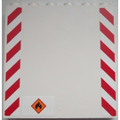LEGO blanc Panneau 1 x 6 x 5 avec rouge et blanc Danger Rayures et Flamme Warning Autocollant (59349)