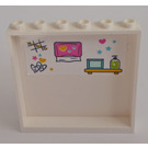 LEGO Wit Paneel 1 x 6 x 5 met Shelf en Paper Dispenser Sticker (59349)