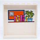 LEGO Wit Paneel 1 x 6 x 5 met Shelf met Books, Potted Plant en Kader Sticker (59349)