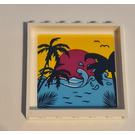 LEGO White Panel 1 x 6 x 5 with Waves, Palm Trees and Sunset Sticker (59349)