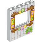 LEGO White Panel 1 x 6 x 6 with Window Cutout with Wooden shack frame (15627 / 29486)