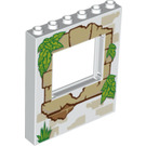 LEGO Wit Paneel 1 x 6 x 6 met Venster Uitsparing met Wooden Venster Kader (15627 / 19701)