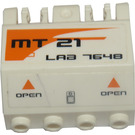 LEGO White Panel 2 x 4 x 2 with Hinges with 'MT21', 'LAB 7648', Orange Triangles and 'OPEN' Left Sticker (44572)