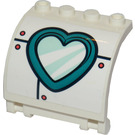 LEGO White Panel 3 x 4 x 3 Curved with Hinge with Heart Shaped Porthole Sticker (18910)