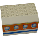 LEGO Wit Paneel 6 x 8 x 4 Fuselage met Aircraft Windows, Blauw Stripe, Oranje Surface (42604 / 55539)