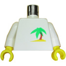 LEGO White Paradisa Torso with Palm Tree in Sand Pattern with White Arms and Yellow hands (973)