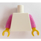LEGO White Plain Minifig Torso with Dark Pink Arms and Yellow Hands (973 / 76382)