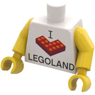 LEGO White Plain Minifig Torso with Yellow Arms and Hands with I Brick LEGOLAND (973 / 88585)