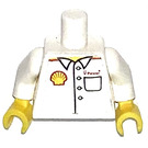 LEGO blanc Plaine Torse avec blanc Bras et Jaune Mains avec Shell V-power Jacket Autocollant (973)
