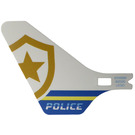 LEGO Weiß Kunststoff Schwanz (Fin) for Flying Helicopter mit 'Polizei' und Polizei Badge (69608)