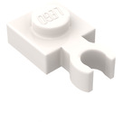 LEGO Weiß Platte 1 x 1 mit Vertikale Clip (Dünner offener O-Clip)