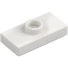 LEGO Bianco Piastra 1 x 2 con 1 Bottoncino (con scanalatura e supporto per bottoncino inferiore) (15573 / 78823)