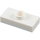 LEGO Hvit Plate 1 x 2 med 1 Knott (uten bunnrille) (3794)