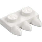 LEGO Blanco Placa 1 x 2 con 3 Dientes (15208)