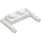 LEGO Hvit Plate 1 x 2 med Håndtak (Lave håndtak) (3839)