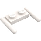 LEGO blanc assiette 1 x 2 avec Poignées (Poignées centrales)
