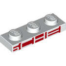 LEGO Weiß Platte 1 x 3 mit reverse rot print to reveal 'SCHE'  (3623 / 25079)