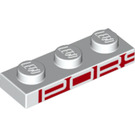 LEGO Weiß Platte 1 x 3 mit reversed rot print to reveal 'PORS'  (3623 / 25078)