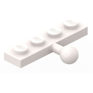 LEGO Hvit Plate 1 x 4 med Kuleledd (3184)