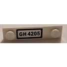LEGO White Plate 1 x 4 with Two Studs with "GH 4205" Sticker without Groove (92593)