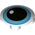 LEGO Wit Plaat 2 x 2 Rond met Afgerond Onderkant met Blauw Eyeball (2654 / 75813)