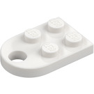 LEGO White Plate 2 x 3 with Rounded End and Pin Hole (3176)