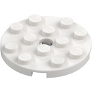 LEGO White Plate 4 x 4 Round with Hole and Snapstud (60474)