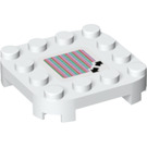 LEGO blanc assiette 4 x 4 x 0.7 avec Coins arrondis et Empty Middle avec Rayures avec Deux diagonal arrows (66792 / 70700)