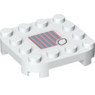 LEGO White Plate 4 x 4 x 0.7 with Rounded Corners and Empty Middle with Super Mario Barcode and Cloud (66792 / 69465)