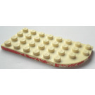 LEGO Bílá Deska 4 x 8 Kolo Křídlo Levý s Waffle Dno s Červená Line