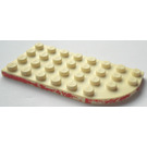 LEGO White Plate 4 x 8 Round Wing Left with Waffle Bottom with red scuff/paint decoration
