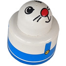 LEGO White Primo Brick 1 x 1 Round Rattle with Blue Dungarees and Animal Face