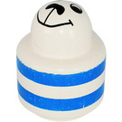 LEGO White Primo Round Rattle 1 x 1 Brick with Blue Stripes and Animal Face Pattern (31005)