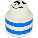 LEGO White Primo Round Rattle 1 x 1 Brick with Blue Stripes and Animal Face Pattern (31005 / 75592)