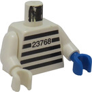 LEGO Wit Gevangene Torso met Zwart Strips en 23768 Patroon met Wit Armen, Blauw Links Hand, Wit Rechts Hand (973 / 73403)