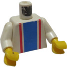 LEGO blanc Racer, Bleu et rouge Verticale Rayures Torse (973)