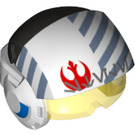 LEGO Wit Rebel Piloot Helm met Blauw Diagonal Strepen (49095)