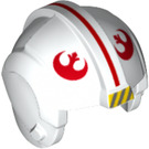 LEGO White Rebel Pilot Helmet with Red Rebel Logo, Red Stripe, Black Stripes on Yellow Background (50064 / 83786)