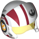 LEGO White Rebel Pilot Helmet with Transparent Yellow Visor and Dark Red and Black Decoration (23741 / 35988)