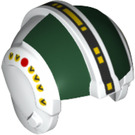 LEGO Blanc Rebel Pilote Casque avec Pièce de monnaie Antilles Vert Foncé avec Jaune (24057 / 66391)