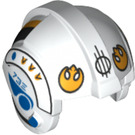 LEGO Wit Rebel Piloot Helm met Geel Rebel logo en Blauw Markeringen Patroon (30370 / 37138)